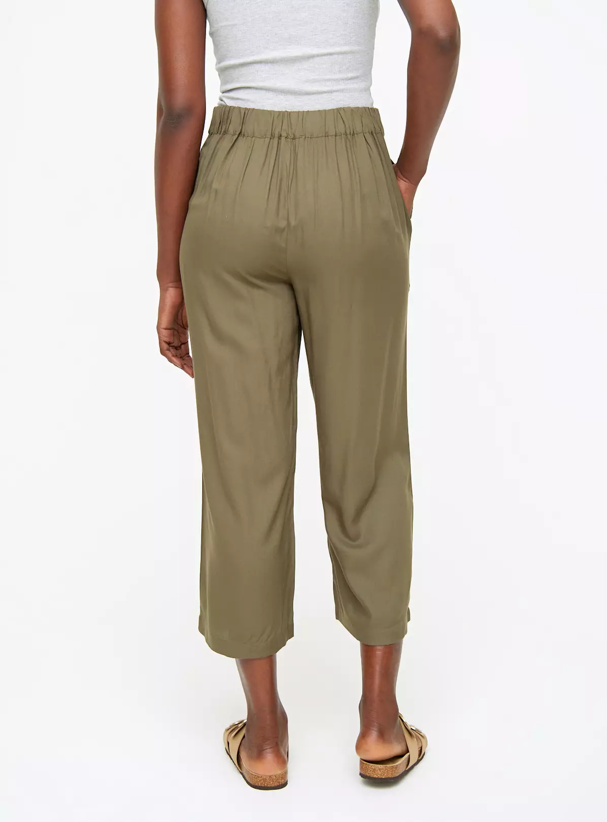 Khaki Woven Cropped Trousers20 6 Khaki Woven Cropped Trousers20 - Image 4