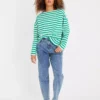 Navy Stripe Oversized Long Sleeve Top 16 -Cheap Zest Garb Store tuc143764665 Green R Z002A