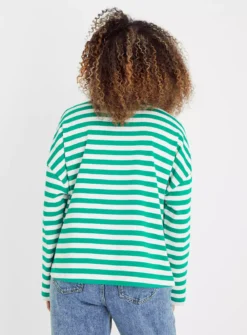 Navy Stripe Oversized Long Sleeve Top 16 -Cheap Zest Garb Store tuc143764665 Green R Z004A