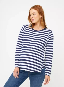 MATERNITY Nursing Navy & Stripe Long Sleeve Top 2 Pack 10