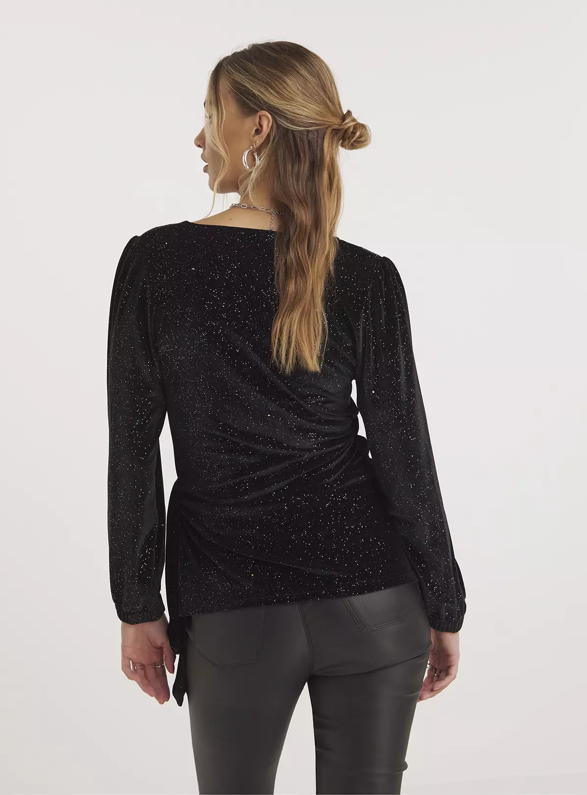 SIMPLY BE Black Multi Glitter Velour Wrap Top 10 3 SIMPLY BE Black Multi Glitter Velour Wrap Top 10
