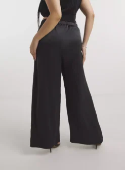 SIMPLY BE Black Satin Wide Leg Trouser 14