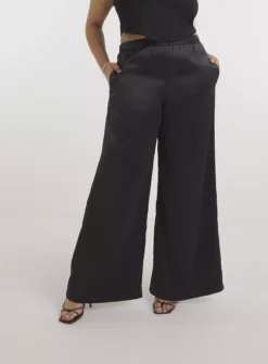 SIMPLY BE Black Satin Wide Leg Trouser 14 -Cheap Zest Garb Store tuc143843806 Black R Z003A