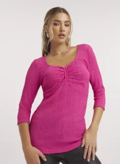 SIMPLY BE Hot Pink Textured Jersey Top 32 -Cheap Zest Garb Store tuc143848666 Pink R Z004A