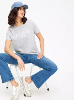 Grey Marl Cannes Graphic Print T-Shirt 18 9 Grey Marl Cannes Graphic Print T-Shirt 18 -Cheap Zest Garb Store tuc143873685 Grey R Z002A