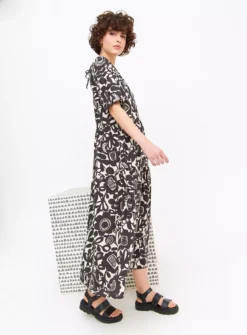 Tu X Scion Monochrome Kukkia Print Midaxi Dress 14