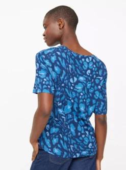 Blue Abstract V Neck Relaxed T-Shirt 20 -Cheap Zest Garb Store tuc143874864 Navy R Z004A 1