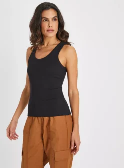 Black Classic Ribbed Vest Top 18 -Cheap Zest Garb Store tuc143877096 Black R Z001A