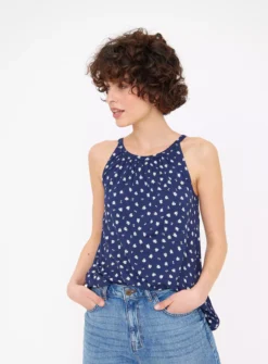 Navy Floral Print A-Line Vest Top 22 -Cheap Zest Garb Store tuc143901287 Navy R Z001A