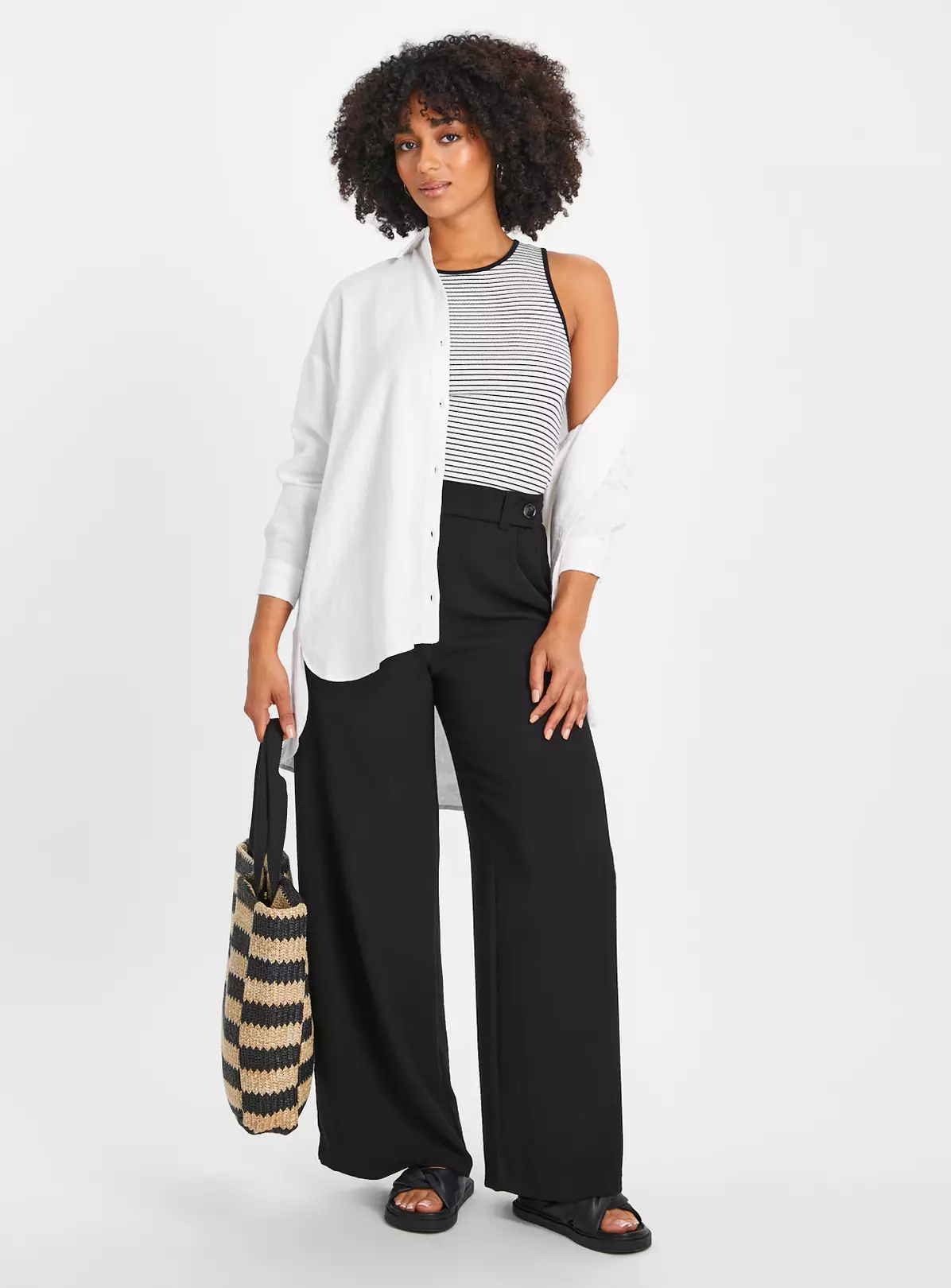 White Ribbed Stripe Vest Top 16 6 White Ribbed Stripe Vest Top 16 - Image 4