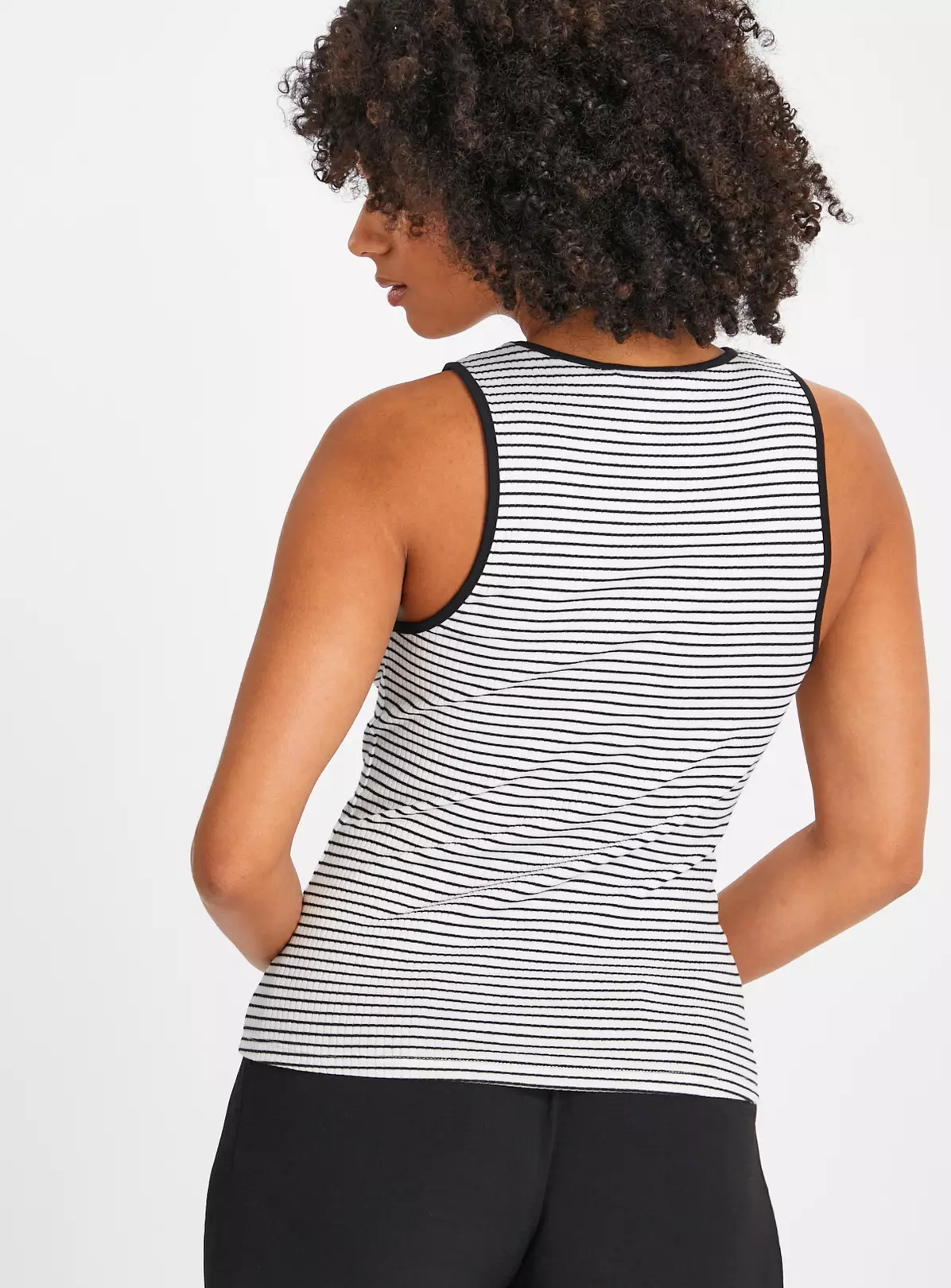 White Ribbed Stripe Vest Top 16 5 White Ribbed Stripe Vest Top 16 - Image 3