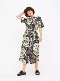 Resort Palm Print Midaxi Shirt Dress 24R -Cheap Zest Garb Store tuc143938266 Multi20Coloured R Z001A