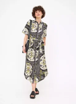 Resort Palm Print Midaxi Shirt Dress 24R -Cheap Zest Garb Store tuc143938266 Multi20Coloured R Z002A