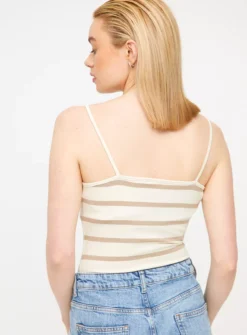 Khaki Stripe Cami Vest Top 2 Pack 22 -Cheap Zest Garb Store tuc143963795 Multi20Coloured R Z004A