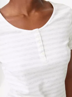 Grey Stripe Short Sleeve Henley T-Shirt 8 -Cheap Zest Garb Store tuc143963867 Grey R Z003A 1