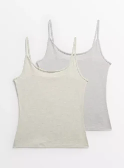 Grey Marl Cami Vest Tops 2 Pack 10 -Cheap Zest Garb Store tuc143965070 Multi20Coloured R Z001A