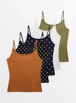 Plain & Polka Dot Cami Vest Tops 5 Pack 22 9 Plain & Polka Dot Cami Vest Tops 5 Pack 22 -Cheap Zest Garb Store tuc143965387 Multi20Coloured R Z001A
