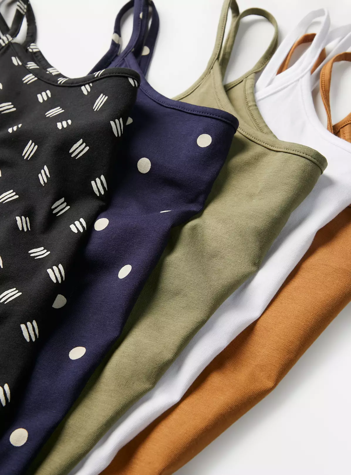 Plain & Polka Dot Cami Vest Tops 5 Pack 22 5 Plain & Polka Dot Cami Vest Tops 5 Pack 22 - Image 3