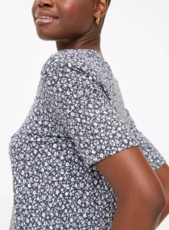 Grey Floral Print Relaxed T-Shirt 8 -Cheap Zest Garb Store tuc143971390 Grey R Z003A