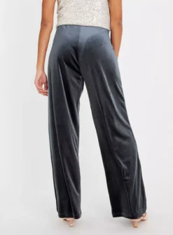 Grey Velvet Wide Leg Coord Trousers 16