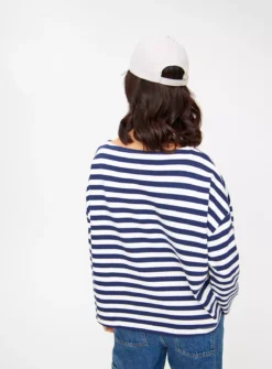 Navy Stripe Oversized Long Sleeve Top 12