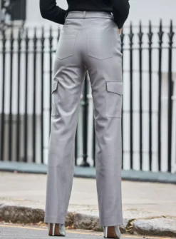 SOSANDAR Faux Leather Cargo Trouser 12 8 SOSANDAR Faux Leather Cargo Trouser 12 -Cheap Zest Garb Store tuc144030436 Pewter R Z005A 1