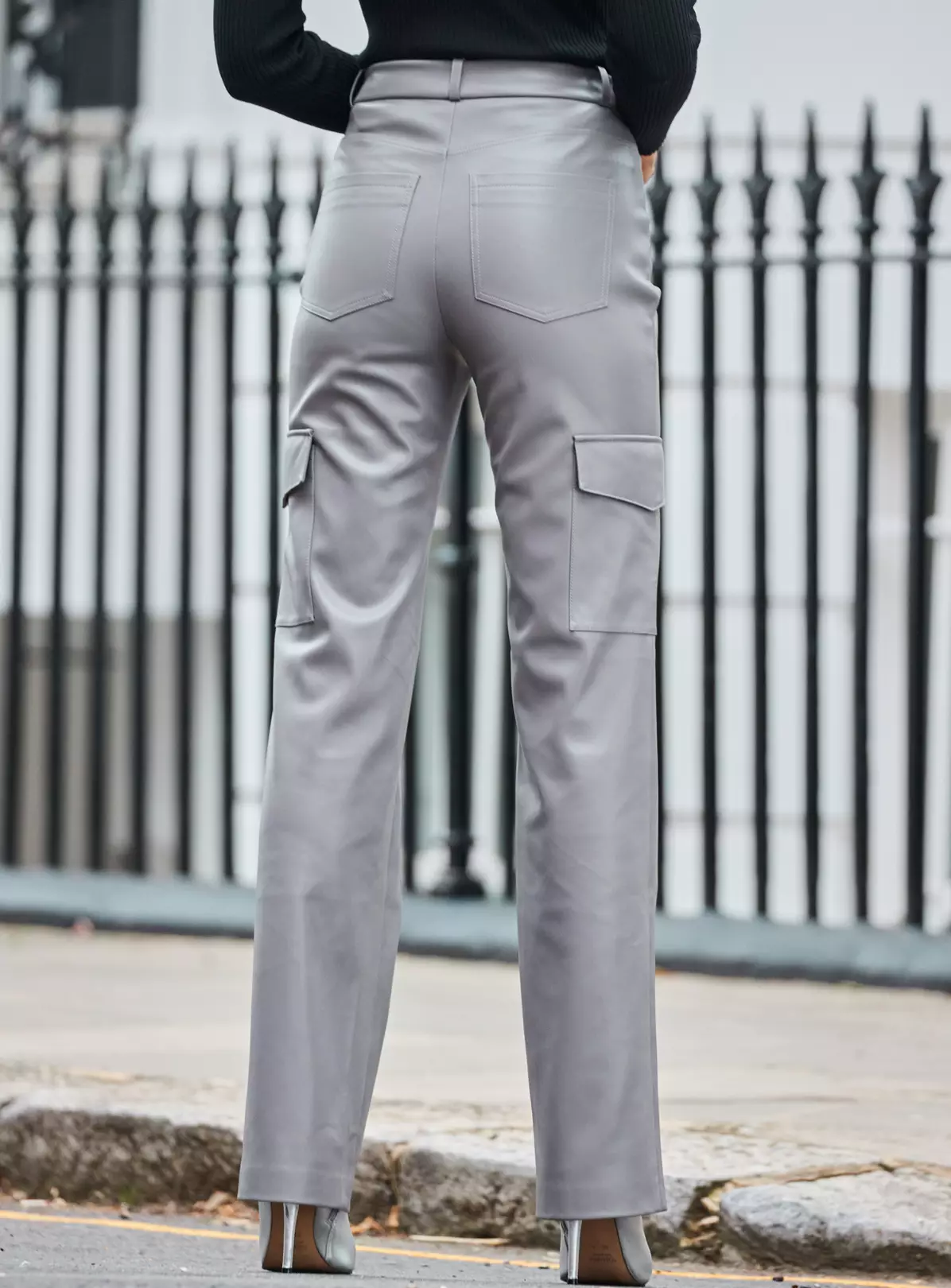 SOSANDAR Faux Leather Cargo Trouser 12 4 SOSANDAR Faux Leather Cargo Trouser 12 - Image 2