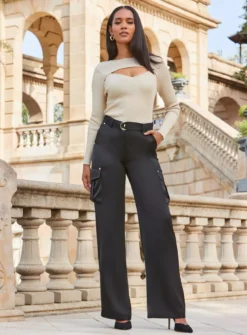 SOSANDAR Satin Utility Trouser 18 -Cheap Zest Garb Store tuc144030583 Black R Z001A