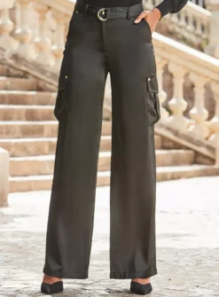 SOSANDAR Satin Utility Trouser 6 10 SOSANDAR Satin Utility Trouser 6 -Cheap Zest Garb Store tuc144030583 Black R Z003A 1