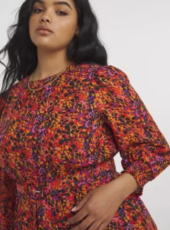 SIMPLY BE Multi Coloured Print Printed Georgette Skater 16