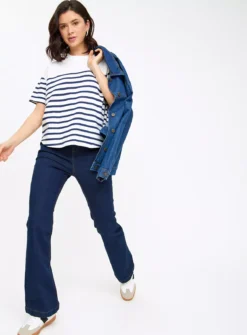 Navy & White Stripe Ponte Top 8 -Cheap Zest Garb Store tuc144062391 Blue R Z002A