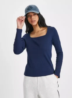 Navy Square Neck Long Sleeve Top 18 8 Navy Square Neck Long Sleeve Top 18 -Cheap Zest Garb Store tuc144069998 Navy R Z001A