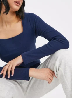 Navy Square Neck Long Sleeve Top 18 9 Navy Square Neck Long Sleeve Top 18 -Cheap Zest Garb Store tuc144069998 Navy R Z003A
