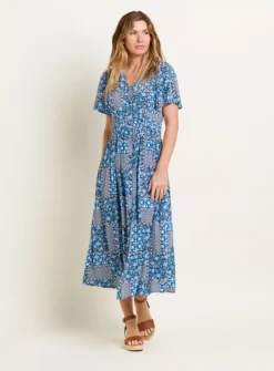BRAKEBURN Folk Floral Patchwork Dress 16 10 BRAKEBURN Folk Floral Patchwork Dress 16 -Cheap Zest Garb Store tuc144111498 Blue R Z001A