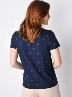 BURGS Brocton Womens V Neck T Shirt Navy 18