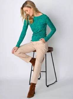 BURGS Carey Womens Boat Neck Ls Tee - Green 18 -Cheap Zest Garb Store tuc144145487 Green R Z004A