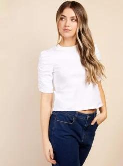 VOGUE WILLIAMS Cream Ruched Tshirt 18 -Cheap Zest Garb Store tuc144146252 Cream R Z003A