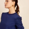 VOGUE WILLIAMS Navy Ruched Tshirt 10 -Cheap Zest Garb Store tuc144157331 Navy R Z004A 1