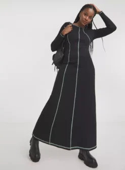 SIMPLY BE Long Sleeve Exposed Seam Midaxi Dress 32 -Cheap Zest Garb Store tuc144160935 Black R Z001A