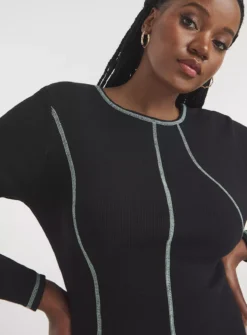 SIMPLY BE Long Sleeve Exposed Seam Midaxi Dress 32