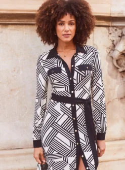 SOSANDAR Ivory Geo Printed Ity Belted Shirt Dress 20 10 SOSANDAR Ivory Geo Printed Ity Belted Shirt Dress 20 -Cheap Zest Garb Store tuc144165445 Multi20Coloured R Z005A