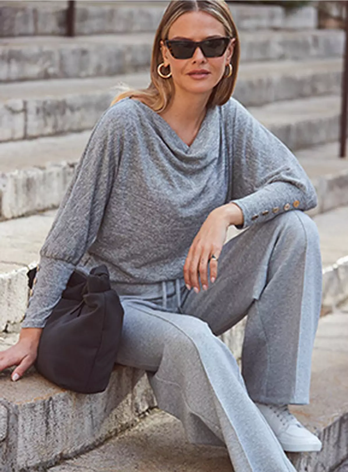 SOSANDAR Grey Cowl Neck Brushed Long Sleeve Top 16 5 SOSANDAR Grey Cowl Neck Brushed Long Sleeve Top 16 - Image 3