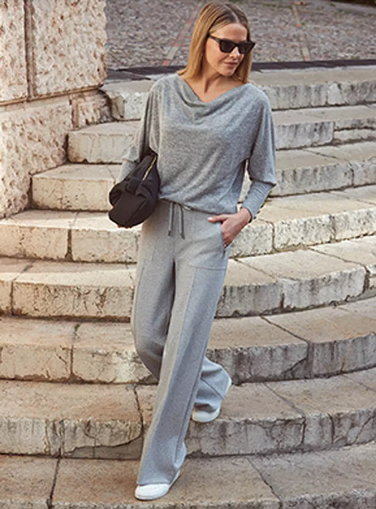 SOSANDAR Grey Cowl Neck Brushed Long Sleeve Top 16 7 SOSANDAR Grey Cowl Neck Brushed Long Sleeve Top 16 - Image 5