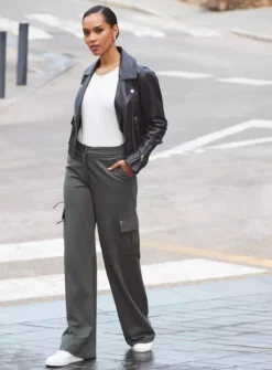 SOSANDAR Ponte Cargo Wide Leg Trouser 6