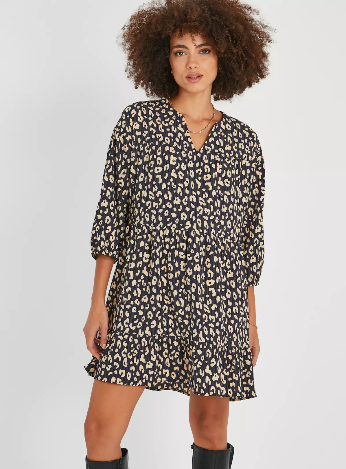 Animal Print Plisse Tiered Mini Dress 24 3 Animal Print Plisse Tiered Mini Dress 24