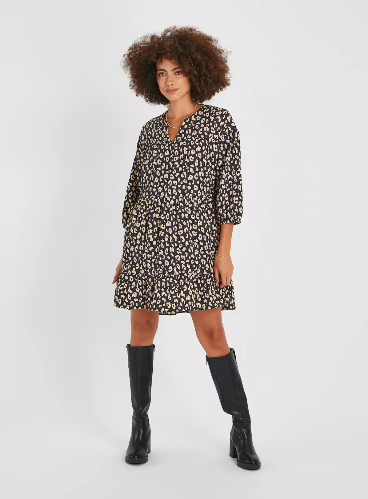 Animal Print Plisse Tiered Mini Dress 24 4 Animal Print Plisse Tiered Mini Dress 24 - Image 2