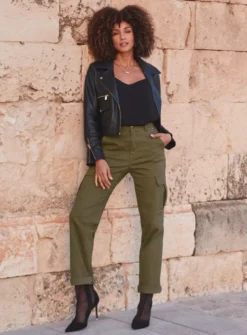 SOSANDAR Khaki Slim Leg Cargo Trouser 6 -Cheap Zest Garb Store tuc144173744 Khaki R Z001A 1