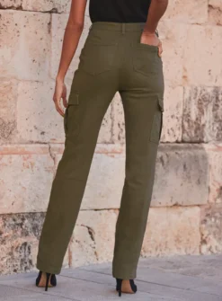 SOSANDAR Khaki Slim Leg Cargo Trouser 20
