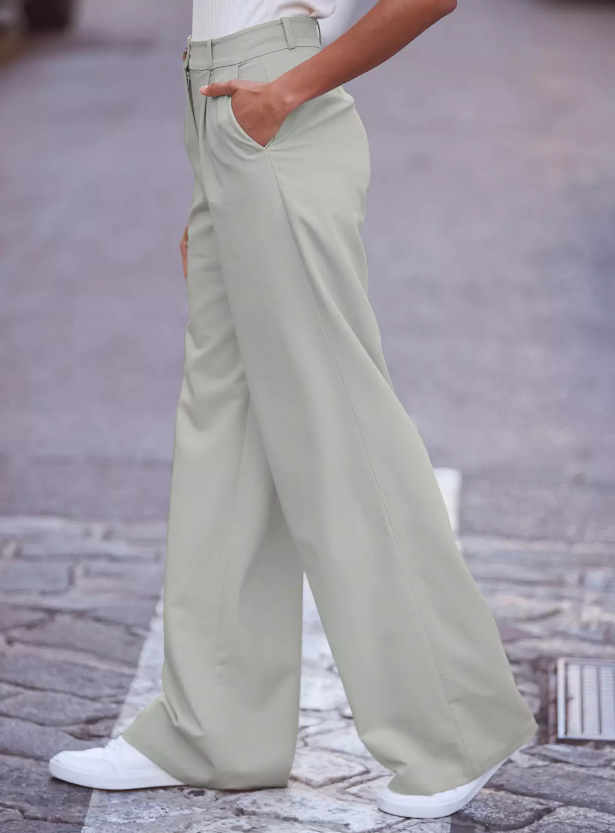 SOSANDAR Mint Green Tuck Front Wide Leg Trouser 12 5 SOSANDAR Mint Green Tuck Front Wide Leg Trouser 12 - Image 3