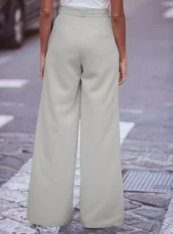 SOSANDAR Mint Green Tuck Front Wide Leg Trouser 12